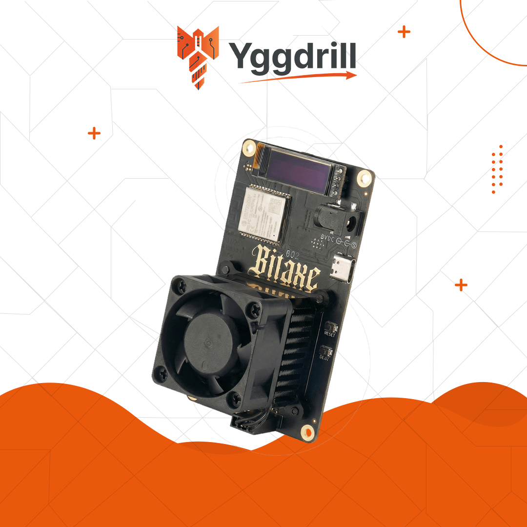 Bitaxe Gamma 602 miner board with cooling fan, bare version without stand